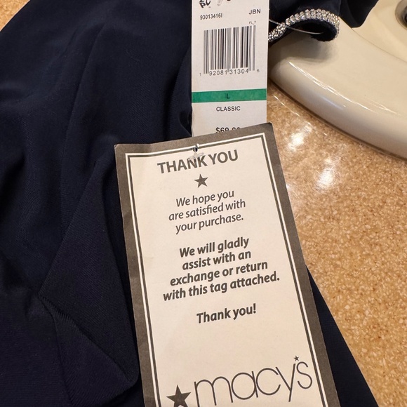 Navy rhinestone bell sleeve top from Sam & Jess, size L - Picture 6 of 8